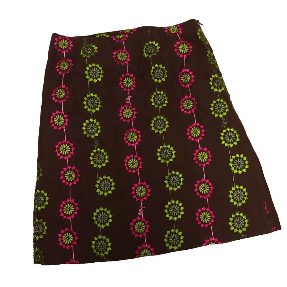 Lilly Pulitzer vintage skirt floral Print Pencil Knee brown green brown 4 ~ X5